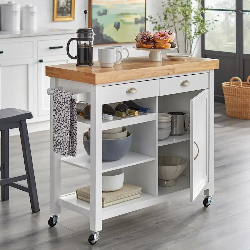 Desserte de cuisine Martha Rolling Rubberwood par Simple Living