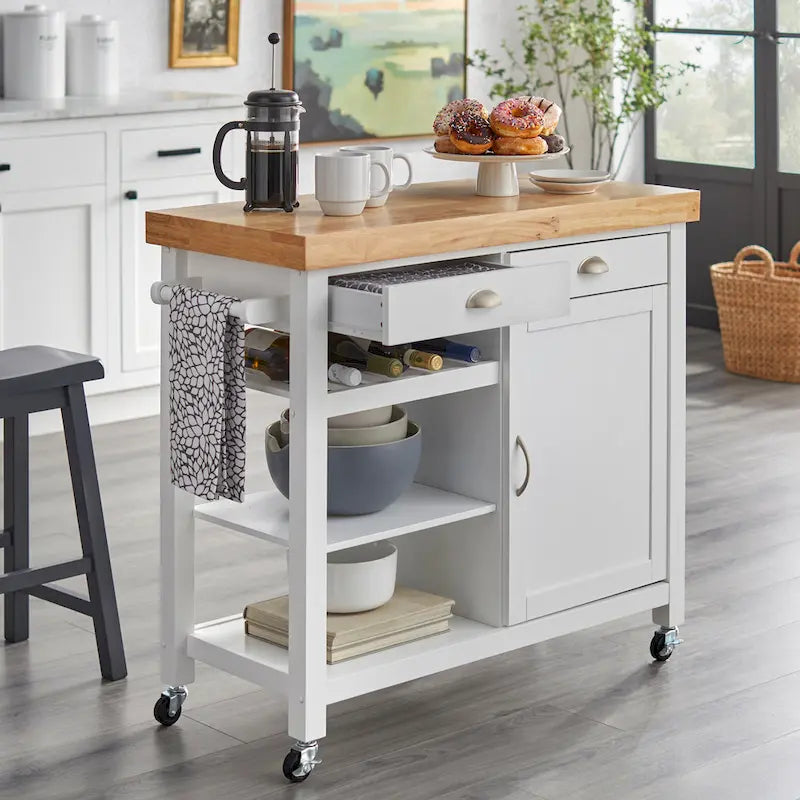 Desserte de cuisine Martha Rolling Rubberwood par Simple Living