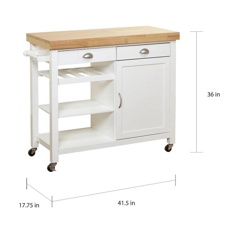 Desserte de cuisine Martha Rolling Rubberwood par Simple Living