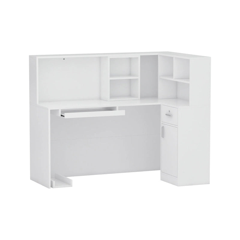 Bureau d'accueil en bois en forme de L, marbré noir ou blanc, de 55,9 pouces