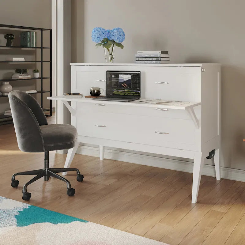 Bureau escamotable complet Northampton avec matelas, blanc