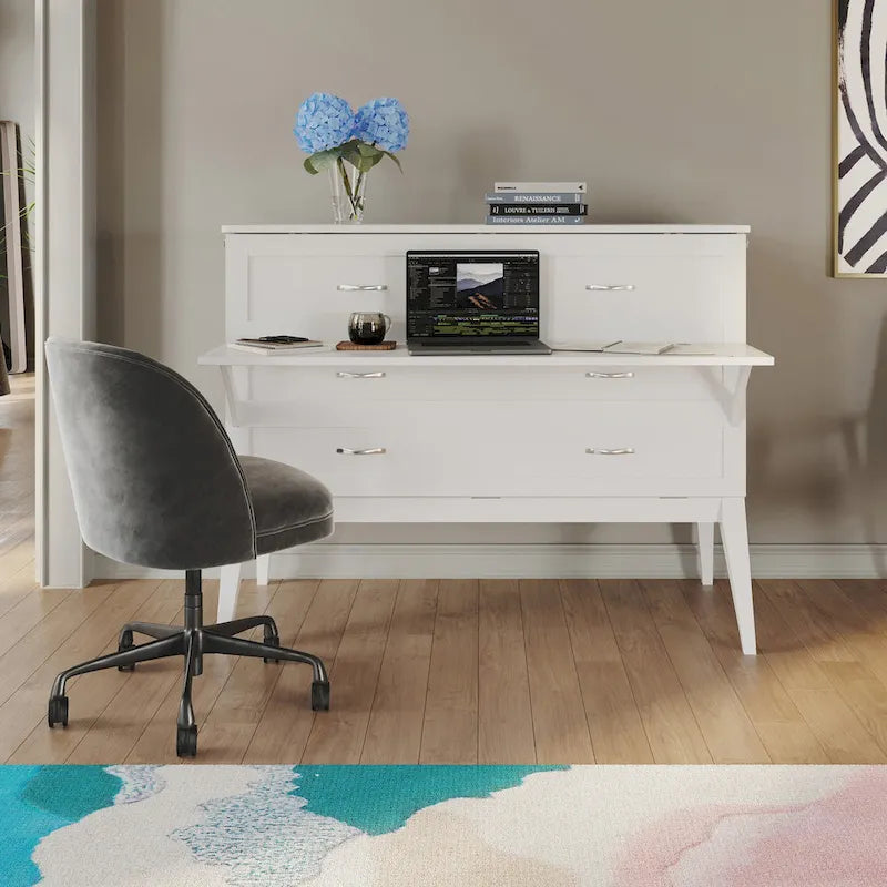 Bureau escamotable complet Northampton avec matelas, blanc