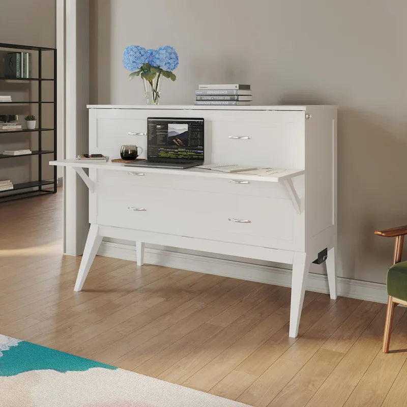 Bureau escamotable complet Northampton avec matelas, blanc