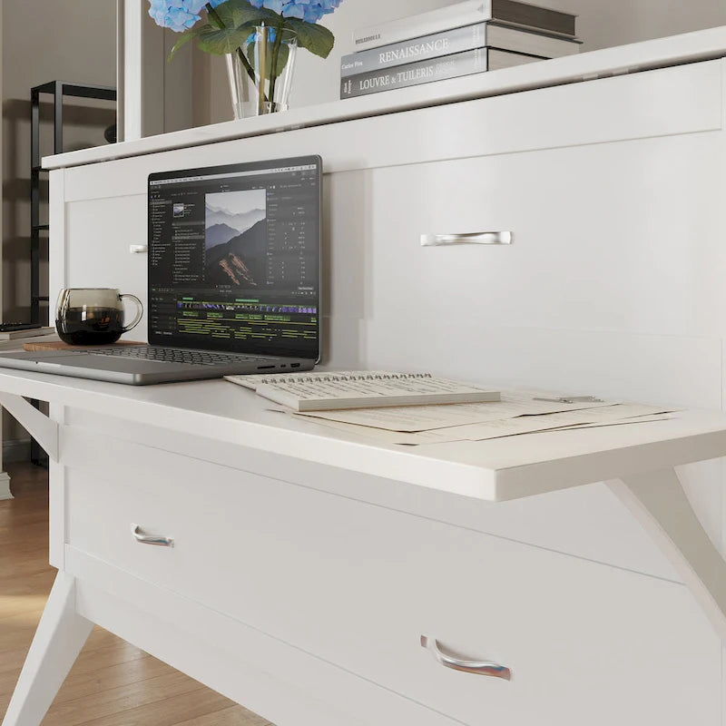 Bureau escamotable complet Northampton avec matelas, blanc