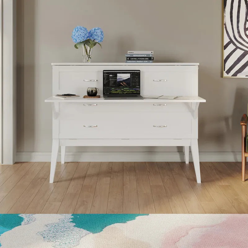 Bureau escamotable complet Northampton avec matelas, blanc