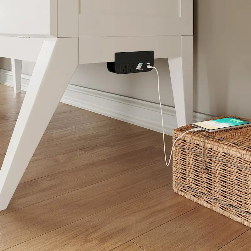 Bureau escamotable complet Northampton avec matelas, blanc