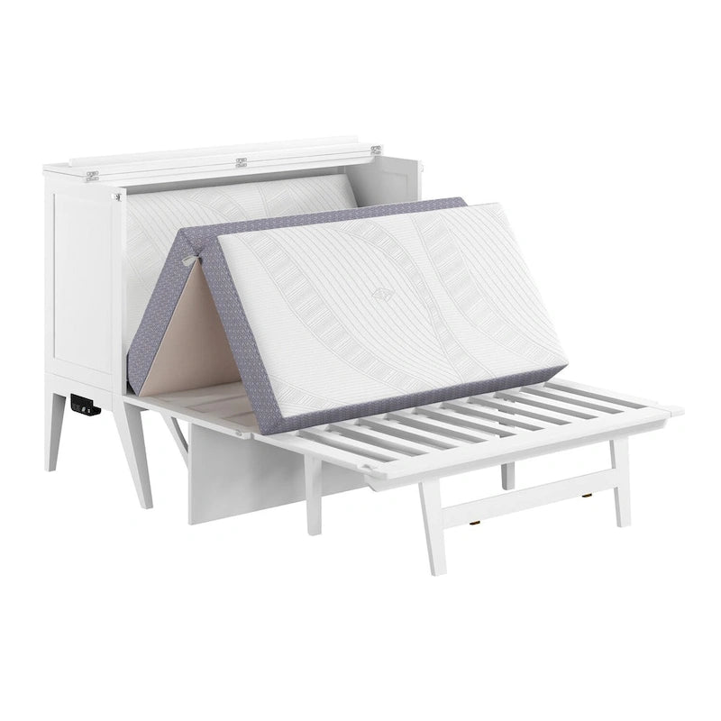 Bureau escamotable complet Northampton avec matelas, blanc