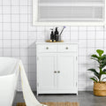 Meuble de Rangement Salle de Bain Colonne sur Pied avec 2 Portes, 2 Tiroirs, Étagère Réglable, Blanc