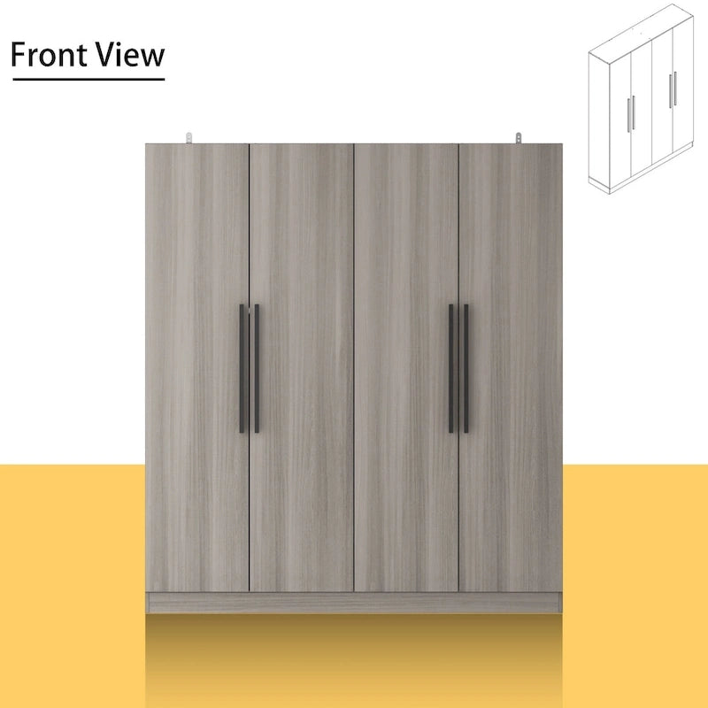 Armoire moderne autoportante en bois massif avec étagères de rangement