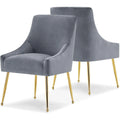 Lot de 2 chaises de salle à manger modernes, chaise de salle à manger rembourrée en velours jaune avec pieds dorés, chaise confortable