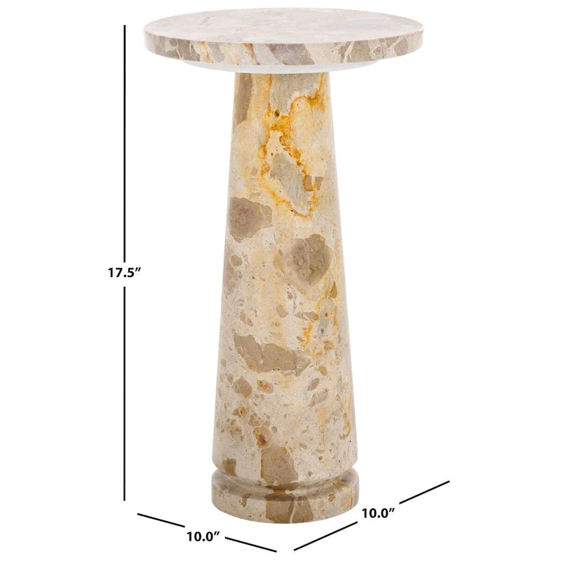 Table d'appoint ronde Jose en marbre - 10 la. x 10 prof. x 18 h po