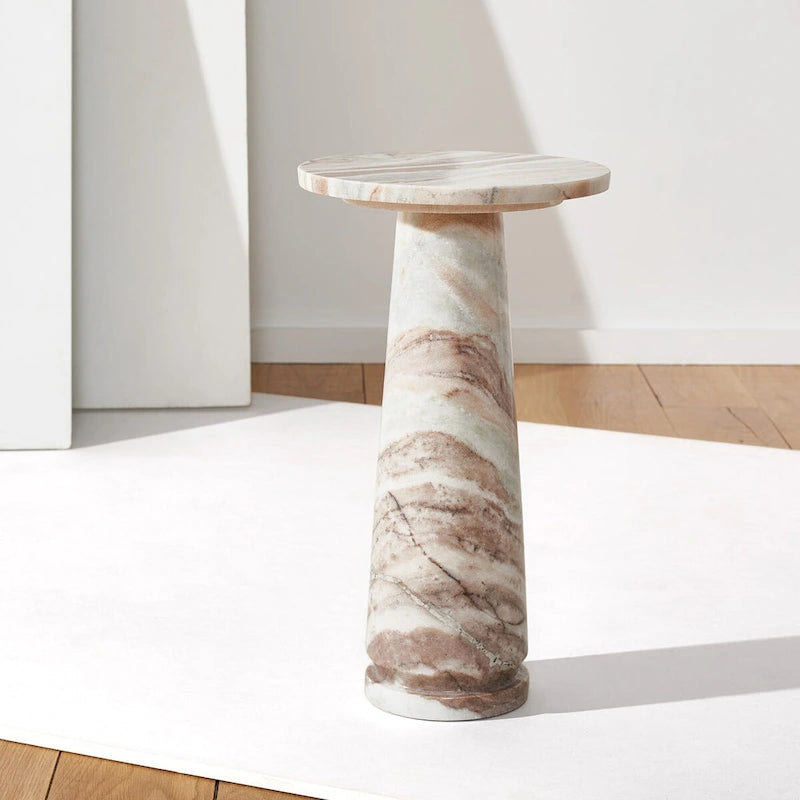 Table d'appoint ronde Jose en marbre - 10 la. x 10 prof. x 18 h po