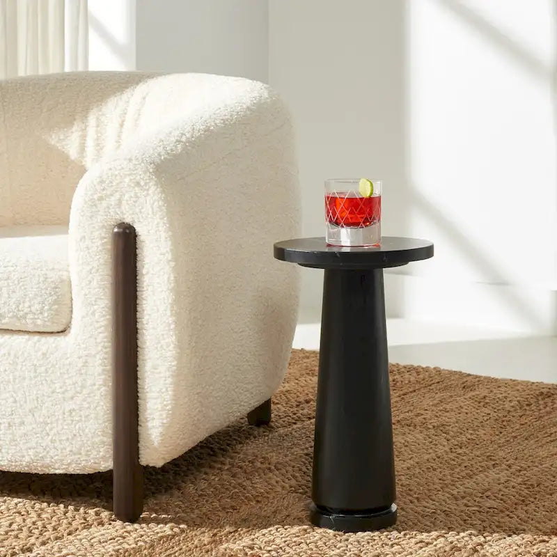 Table d'appoint ronde Jose en marbre - 10 la. x 10 prof. x 18 h po