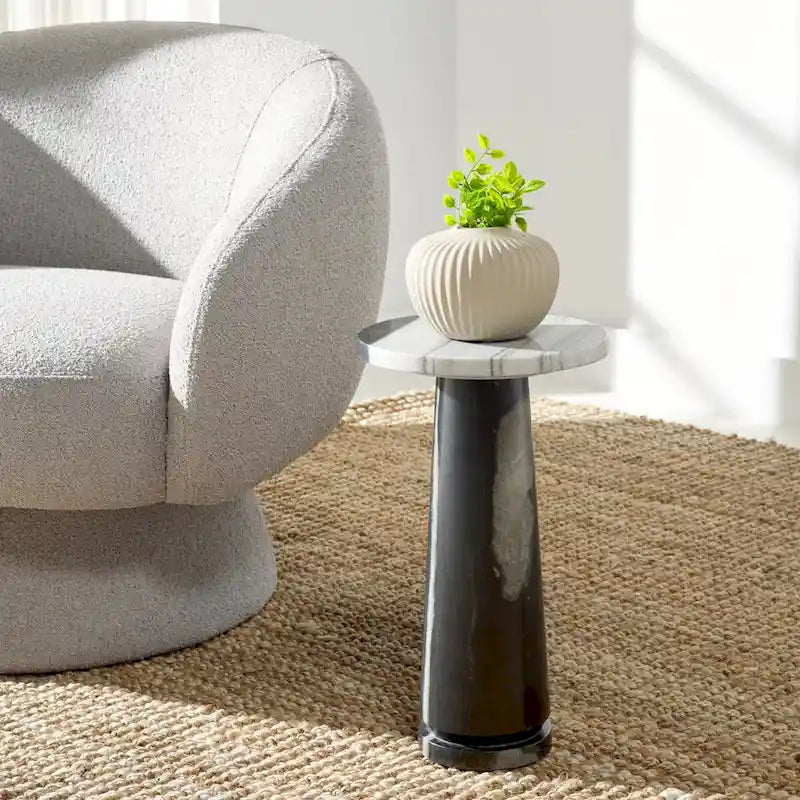 Table d'appoint ronde Jose en marbre - 10 la. x 10 prof. x 18 h po