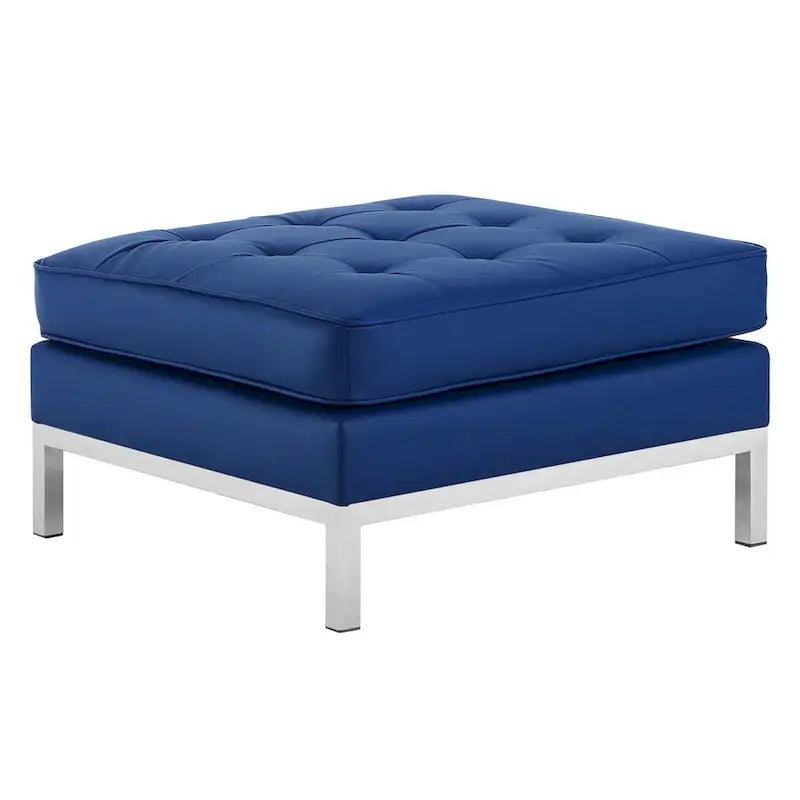 Pouf de rangement capitonné en similicuir végétalien Loft