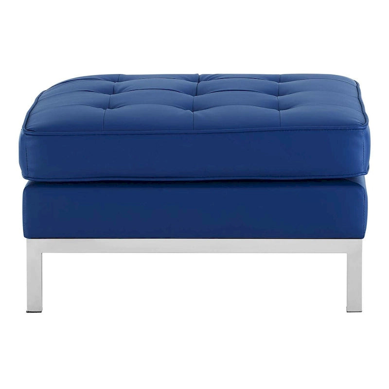 Pouf de rangement capitonné en similicuir végétalien Loft
