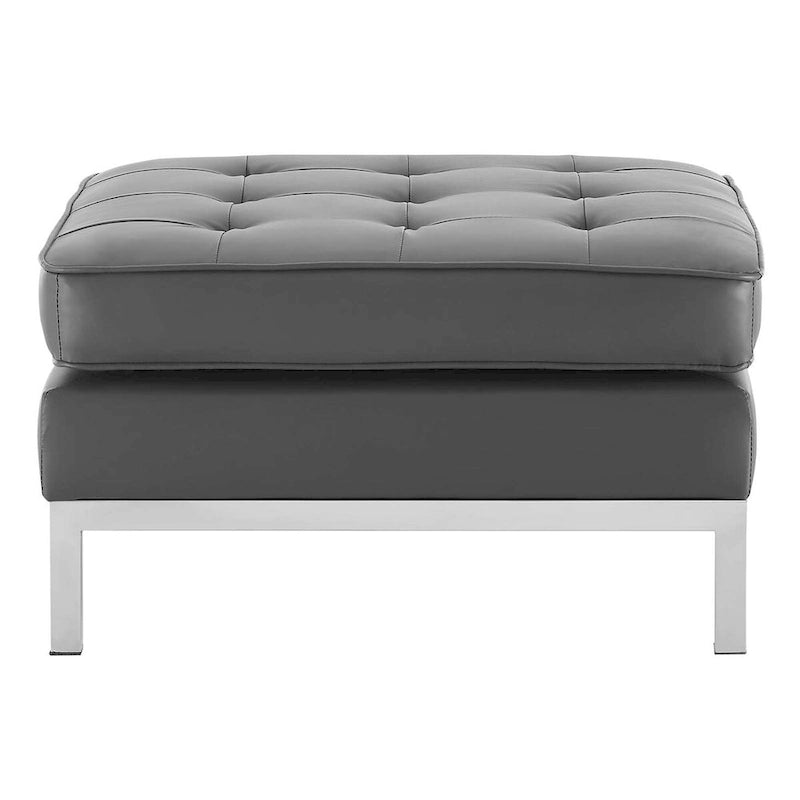 Pouf de rangement capitonné en similicuir végétalien Loft