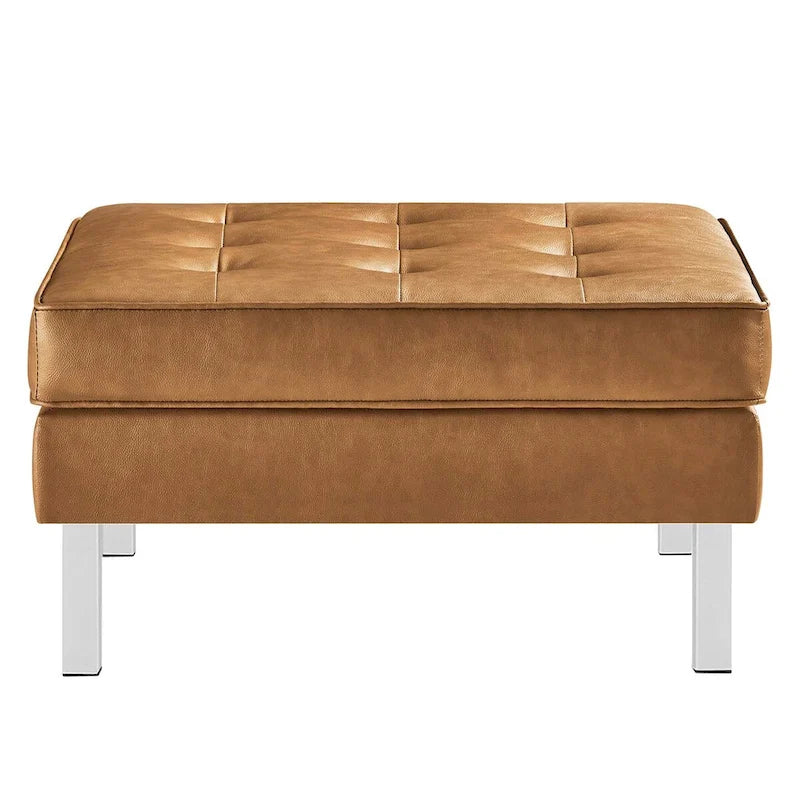 Pouf de rangement capitonné en similicuir végétalien Loft