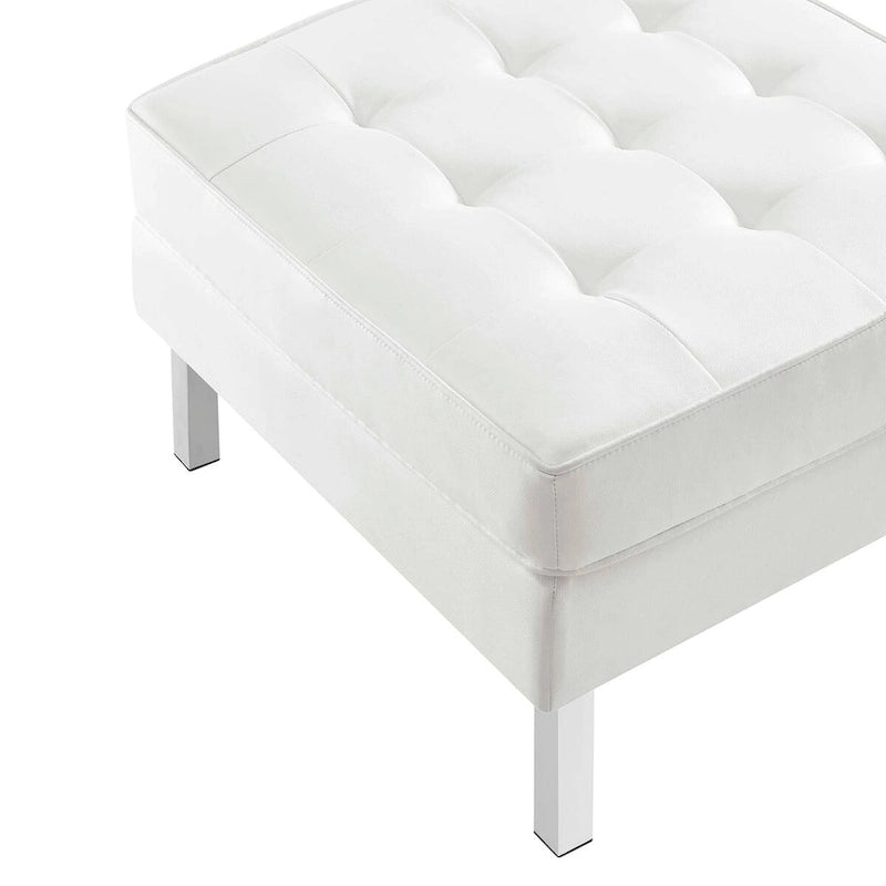 Pouf de rangement capitonné en similicuir végétalien Loft