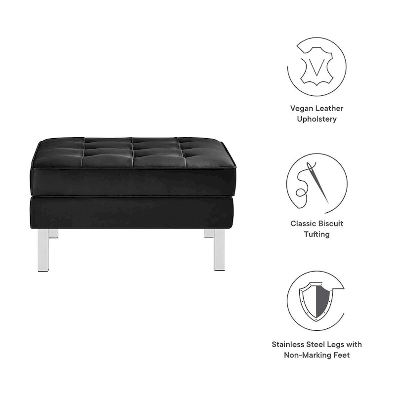 Pouf de rangement capitonné en similicuir végétalien Loft