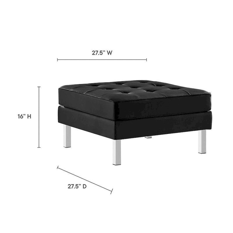 Pouf de rangement capitonné en similicuir végétalien Loft