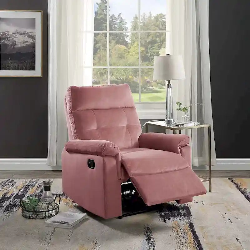 Fauteuil inclinable individuel avec dossier capitonné et revêtement en velours