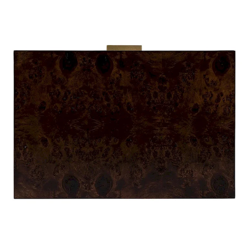 Table d'appoint en loupe de bois à 2 tiroirs