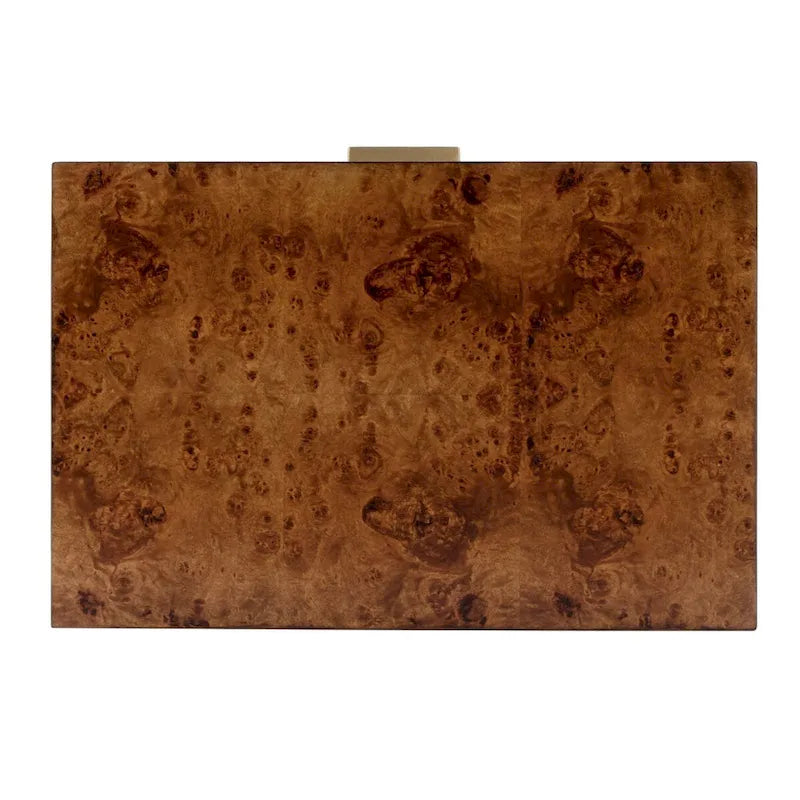 Table d'appoint en loupe de bois à 2 tiroirs