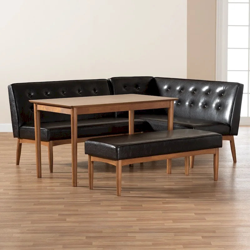 Ensemble de salle à manger d'angle 4 pièces Isaksbo Mid-Century Modern