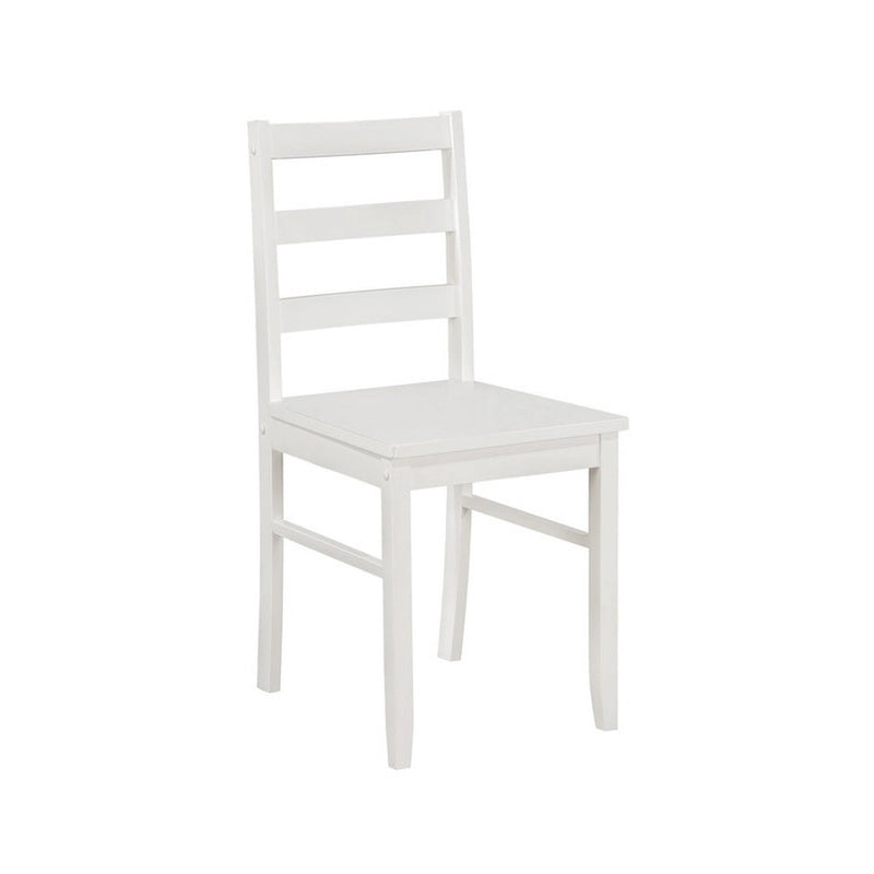 Ensemble de salle à manger 5 pièces, 1 table et 4 chaises, dossiers ajourés, en bois massif blanc