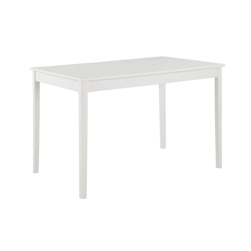 Ensemble de salle à manger 5 pièces, 1 table et 4 chaises, dossiers ajourés, en bois massif blanc