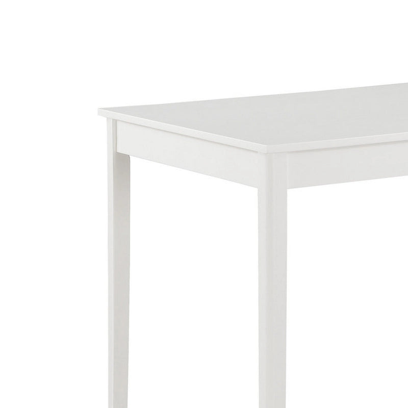 Ensemble de salle à manger 5 pièces, 1 table et 4 chaises, dossiers ajourés, en bois massif blanc