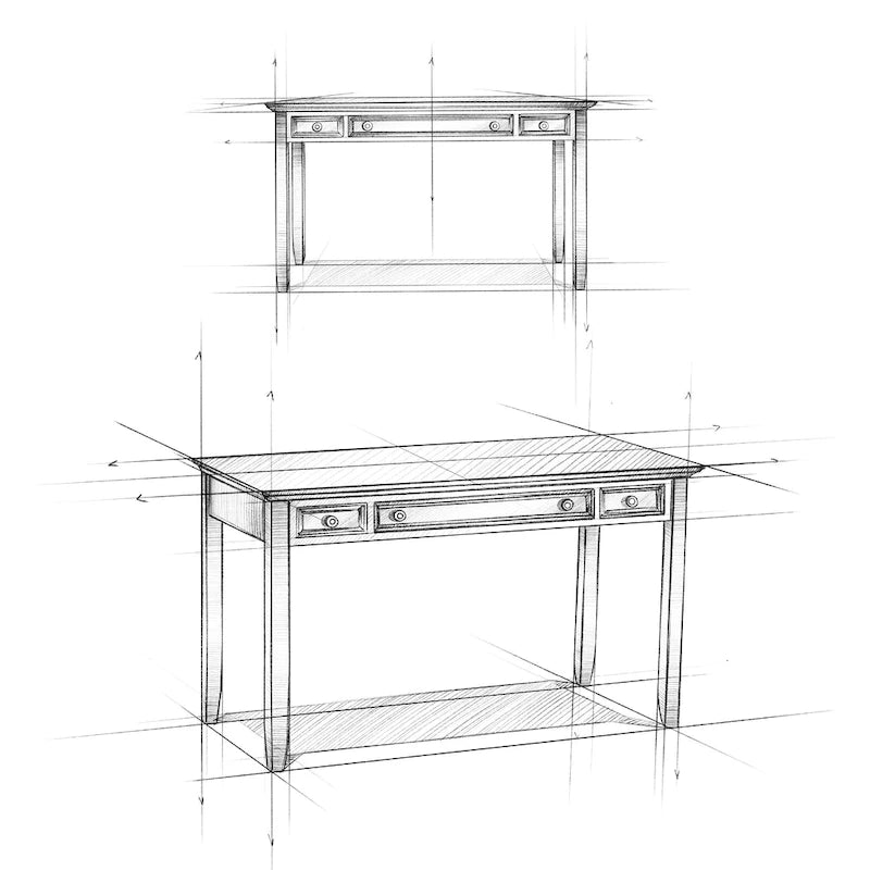 Bureau de style transitionnel en bois massif Halifax, 54 pouces de large