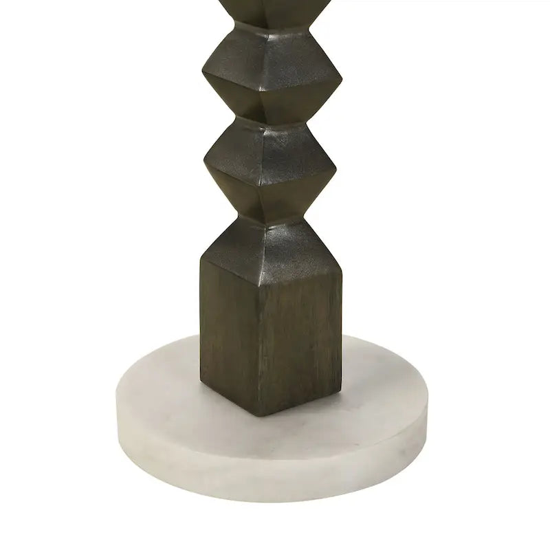 Table d'appoint, 11 pouces de diamètre, marbre, pied de support, blanc, gris