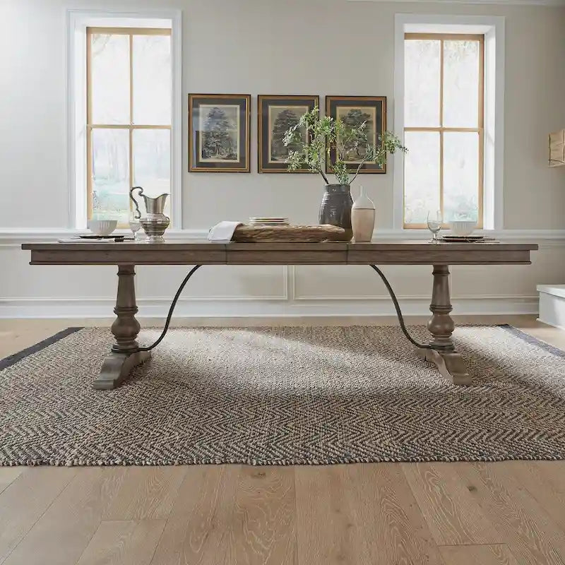 Table à tréteaux taupe poussiéreux de style rustique américain