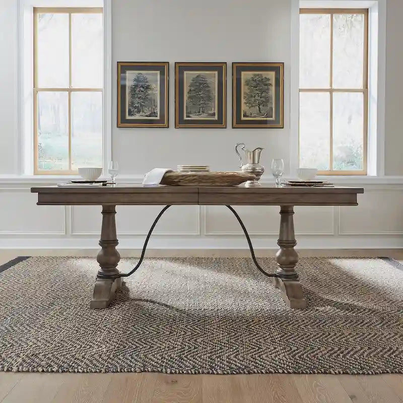 Table à tréteaux taupe poussiéreux de style rustique américain