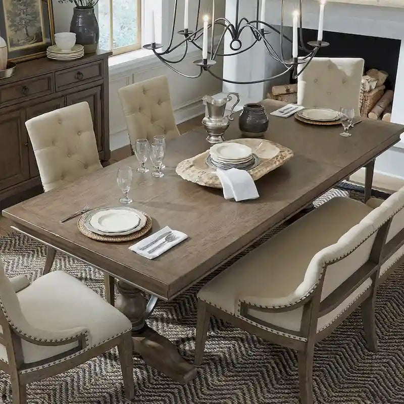 Table à tréteaux taupe poussiéreux de style rustique américain