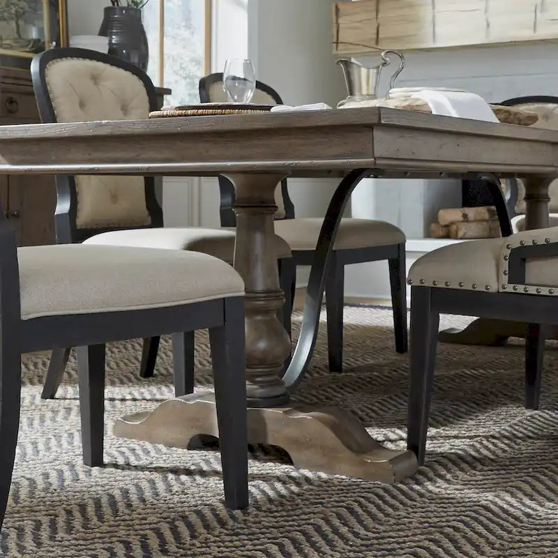 Table à tréteaux taupe poussiéreux de style rustique américain