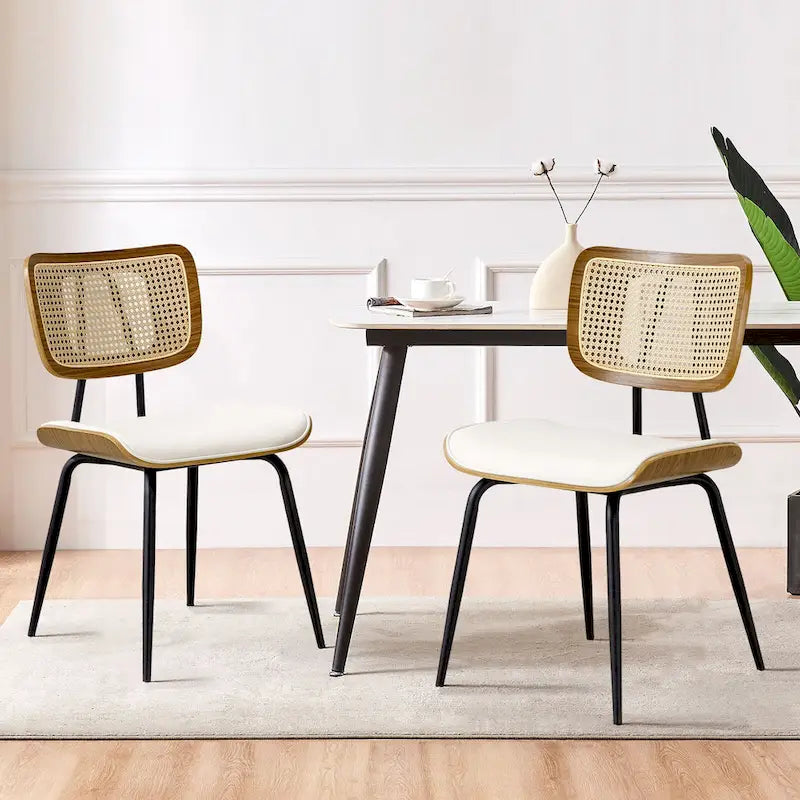Lot de 2 ou 4 chaises de salle à manger capitonnées en similicuir – 85 H x 44,5 L x 58,5 P cm