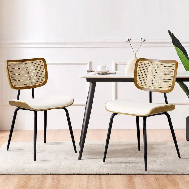 Lot de 2 ou 4 chaises de salle à manger capitonnées en similicuir – 85 H x 44,5 L x 58,5 P cm
