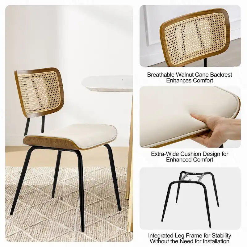 Lot de 2 ou 4 chaises de salle à manger capitonnées en similicuir – 85 H x 44,5 L x 58,5 P cm