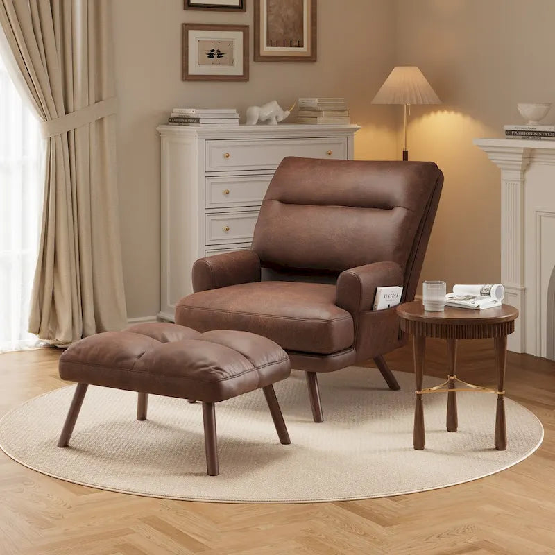 Fauteuil inclinable réglable avec pouf